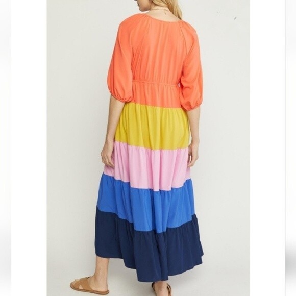 Entro Color Blocked Maxi Dress. Sz Small - Picture 3 of 16